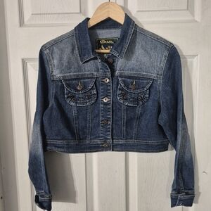 Girls Star Jeans Denim Cropped Jean Jacket Sz L